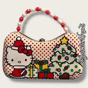 Sanrio Hello Kitty Christmas Metal Tin with Handle – Festive Holiday Design